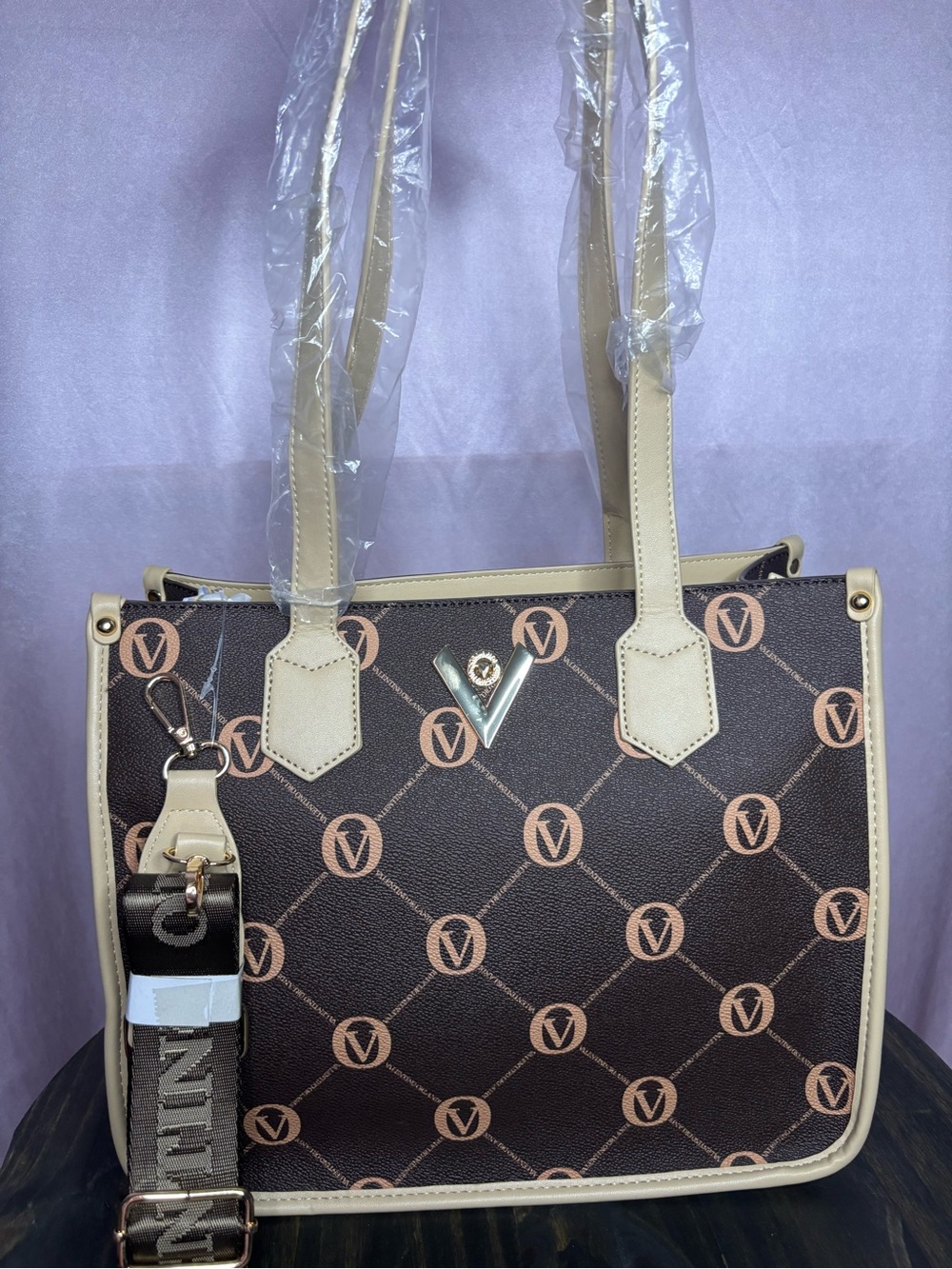Valentino Orlandi Brown & Cream Signature Tote Shoulder Bag